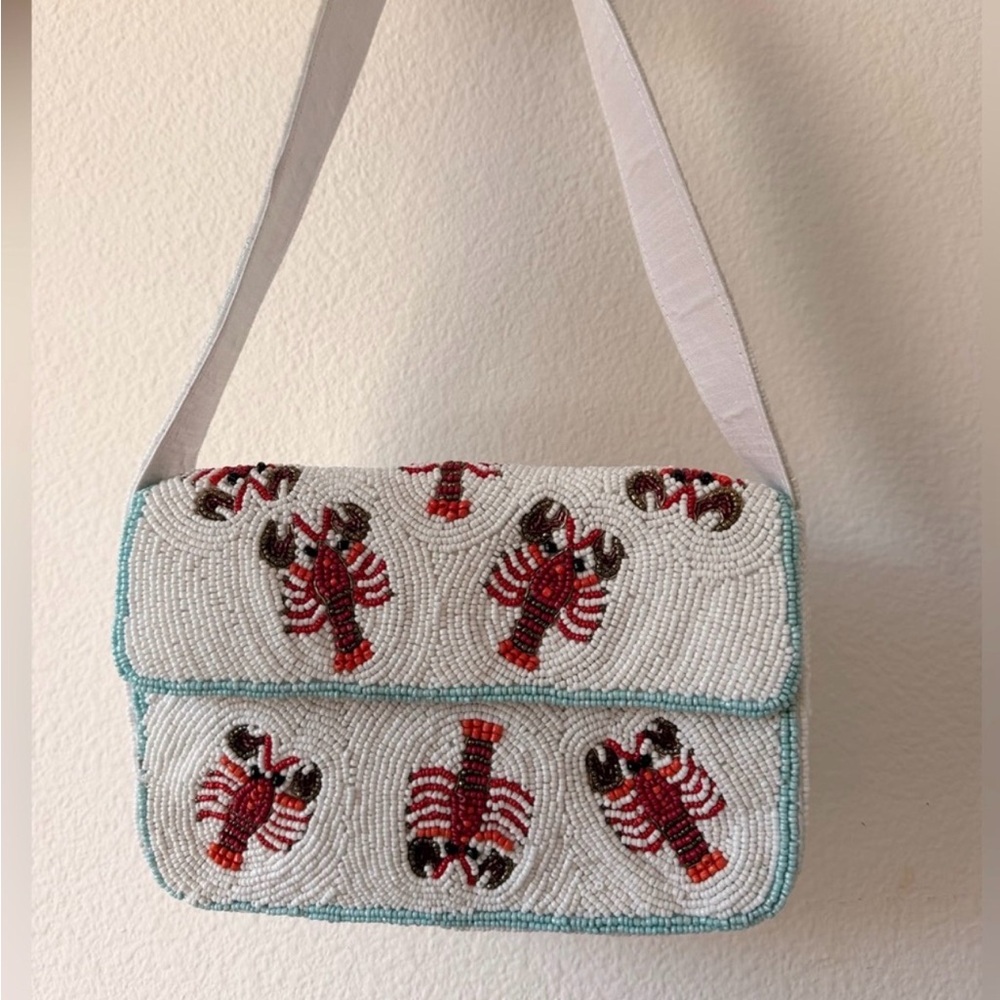 NWT Beaded White Lobster Shoulder Bag